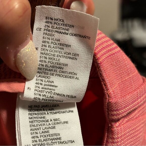 & OTHER STORIES Belted Plaid Kick Flare Trousers Pink Wool Blend- Size 6 - Picture 9 of 13